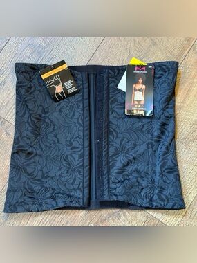Maiden form Black Floral Waist Trainer Corset with Front Hooks